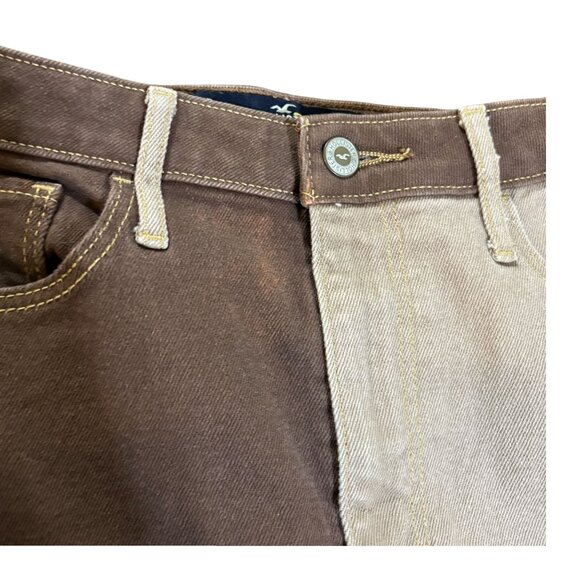 Hollister 3R 26/31 Ultra High Rise Dad Jean Brown Patchwork Raw Hem - Picture 4 of 7